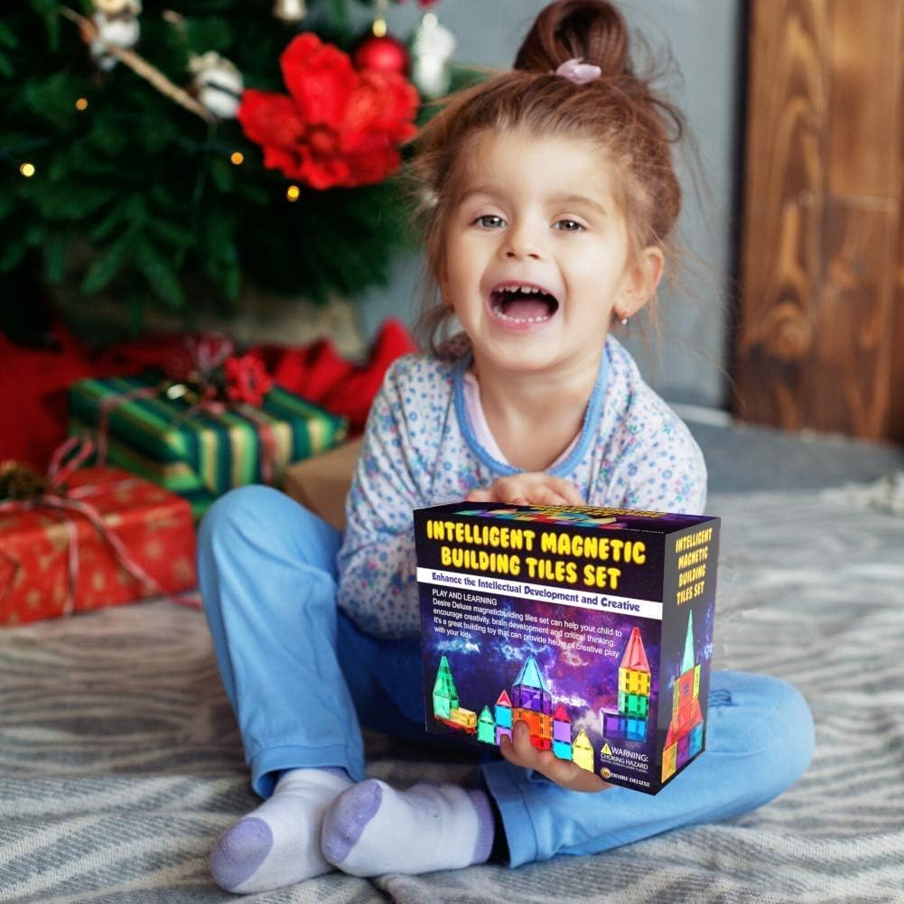 Magneti Tile Buildin Block To STE Educationa Magne Se fo Kids Creativit Preschoo Learnin Sensor Montessor Toddle Toy fo Boy Girl 3 Year Ol 57PC