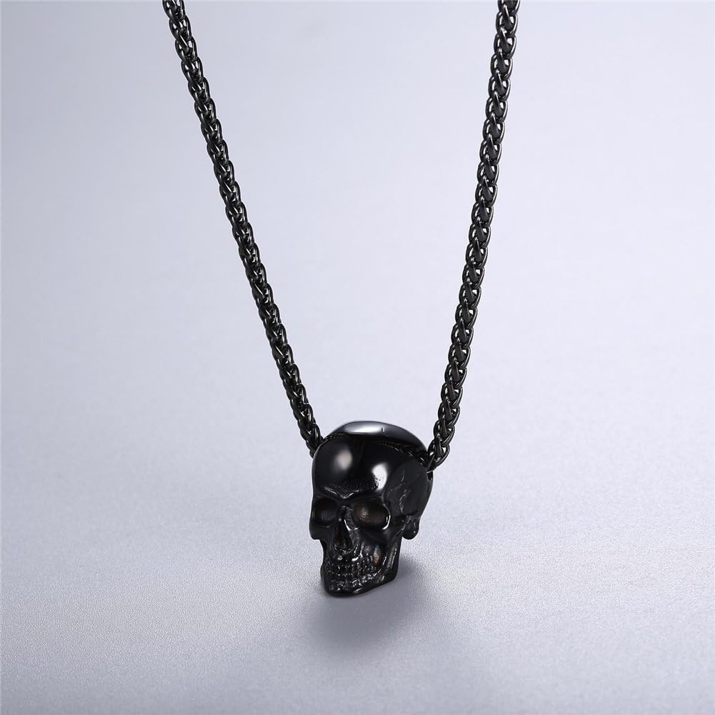 U7 Men Pendant Necklaces, Stainless Steel Necklace for Men, Cool Guitar Pick Skull/Alligator Dinosaur Skeleton Tyrannosaurus Rex/Gothic Skull/Octopus/Evil Demon Hannya Mask Pendant with Chain