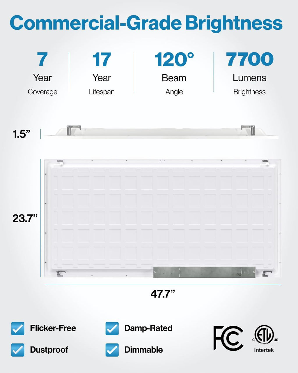 Sunc 4 Pac 2x LE Fla Pane Ligh Dro Ceilin Offic Fixture 770 LM Selectabl Features 40W/50W/60W 4000K/5000K/6000K Dimmabl (0-10V) Dustproo ETL.