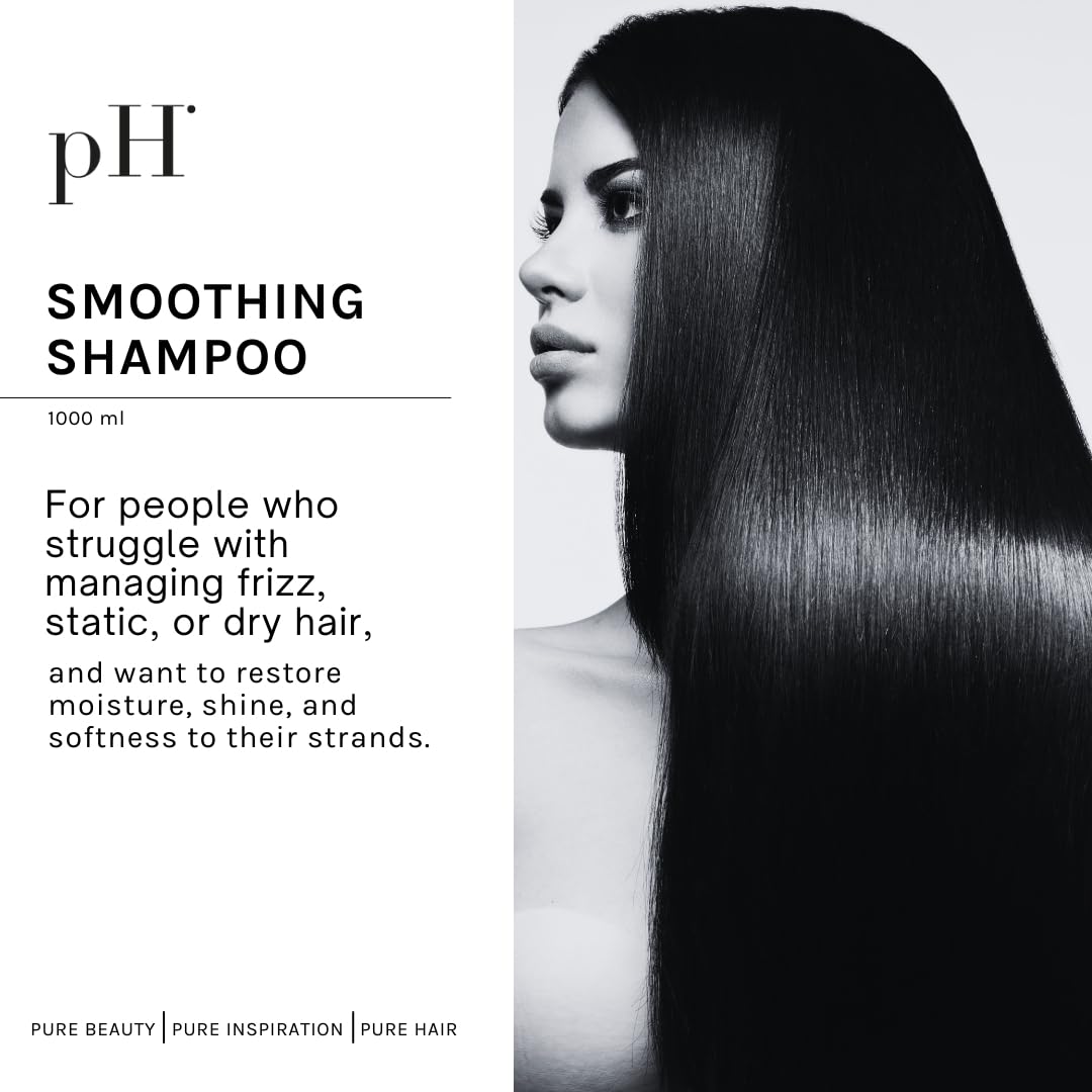 pH PURE HAIR Smooth Perfect Anti-Frizz Shampoo - Sulfate-Free Hydrating Hair Shampoo with Monoi Hair Oil Magnolia Extract - Safe for Color-Treated Hair - 33.8 oz