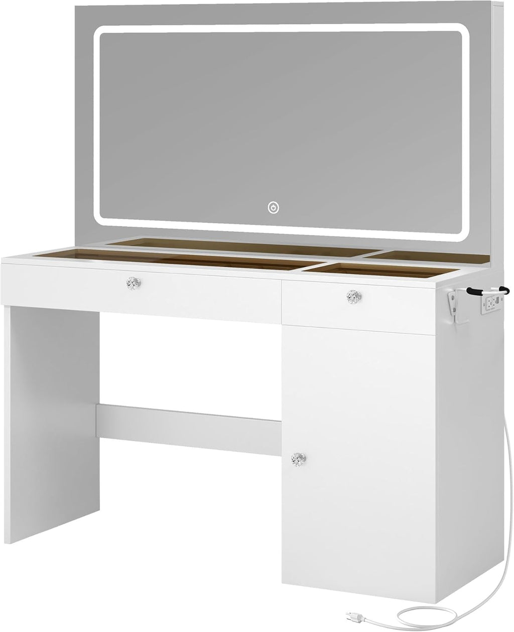 DWVO Makeup Vanity with Lighted Mirror, Dressing Table with 11 LED Bulbs & 3 Lighting Modes, Storage Drawers, Charging Ports and Soft Cushioned Stool