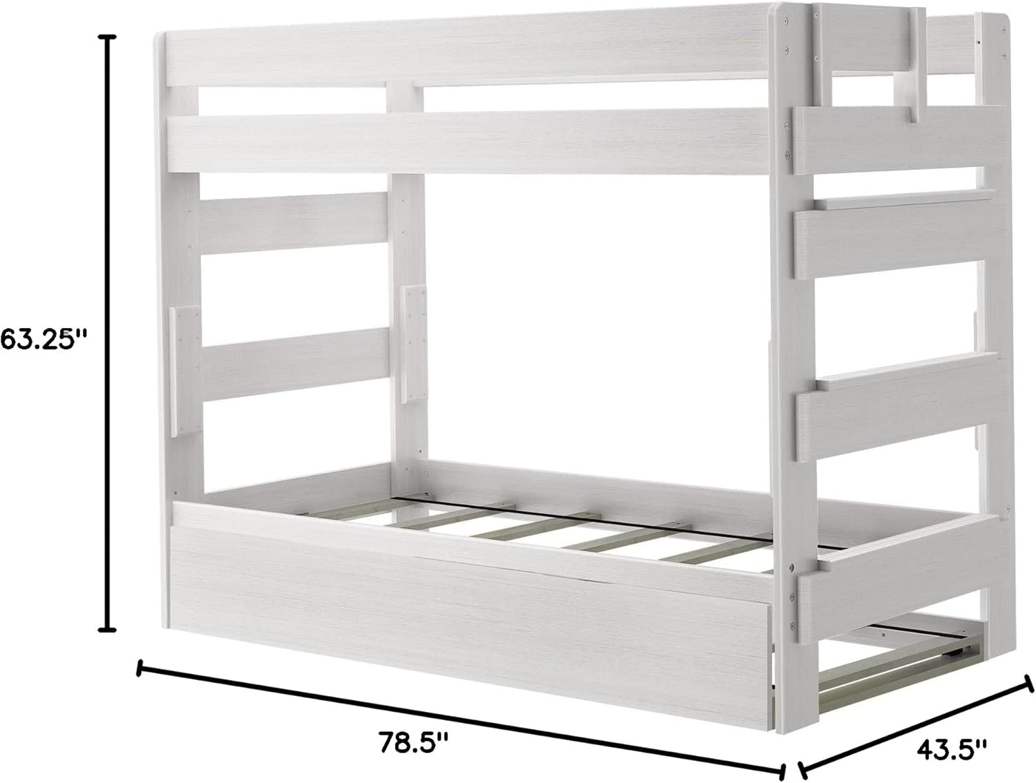 Max & Lily Modern Farmhouse Twin/Twin Bunk Bed with Trundle, Driftwood