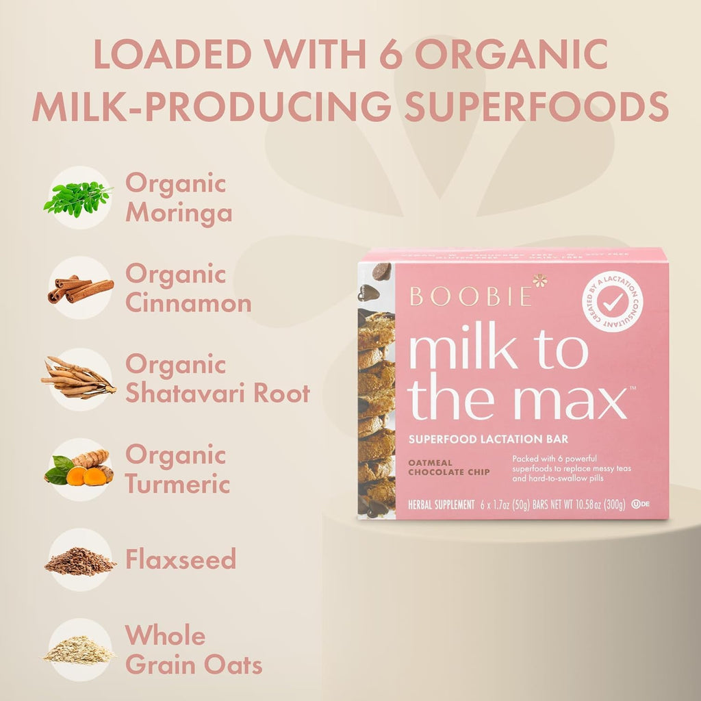 Bar Superfood Oatmeal Chocolate Chip Lactation Bar for Breastfeeding Moms to Increase Milk Supply | #1 Selling Lactation Snack Bars | Vegan, Fenugreek-Free, Gluten-Free, Dairy-Free (12 Bars)