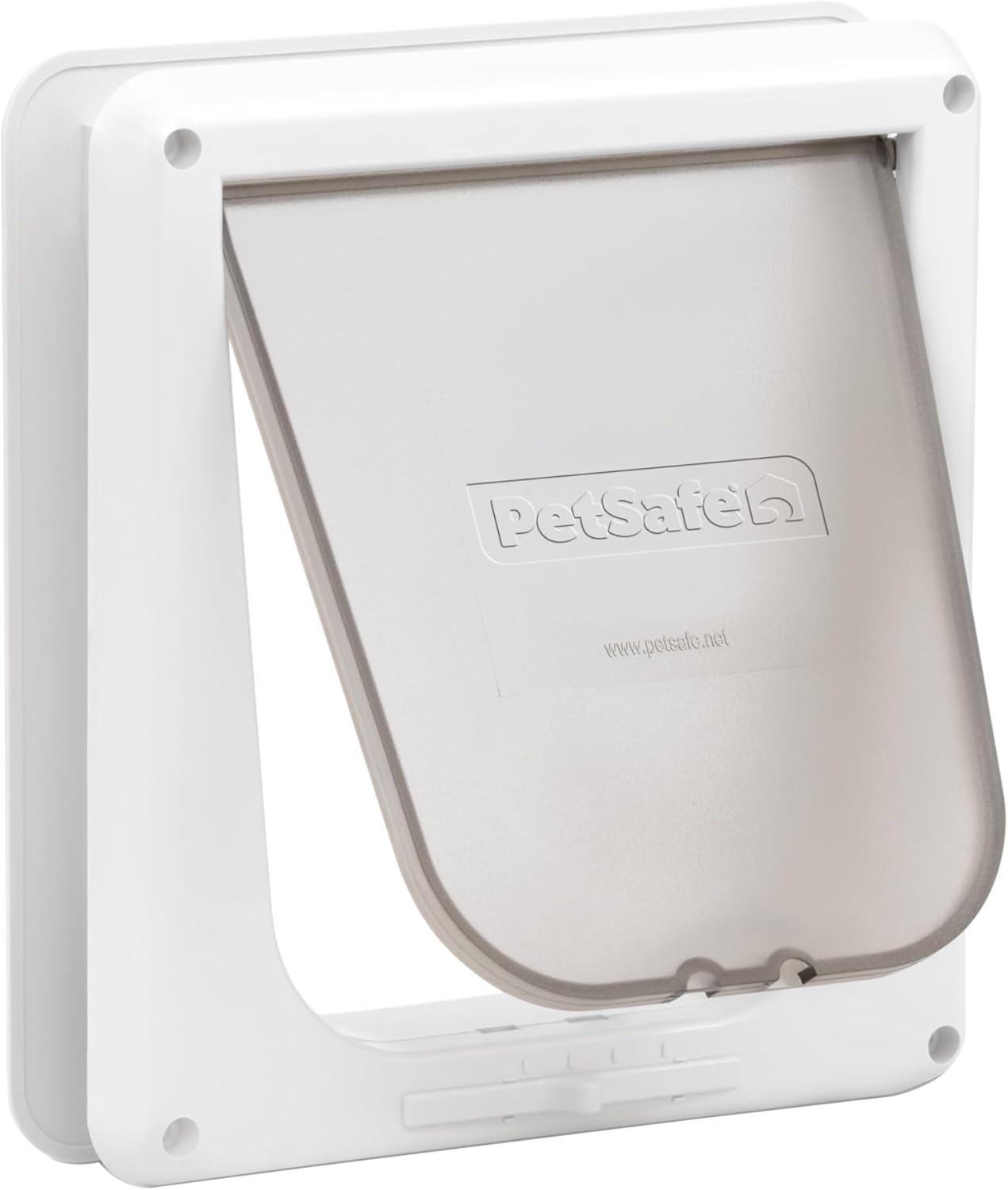 PetSafe 4-Way Interior Locking Cat Door - Allows Convenient Movement Between Rooms Minimizes Scratching - Tinted Durable Plastic Privacy Door for Feeder Litter Box
