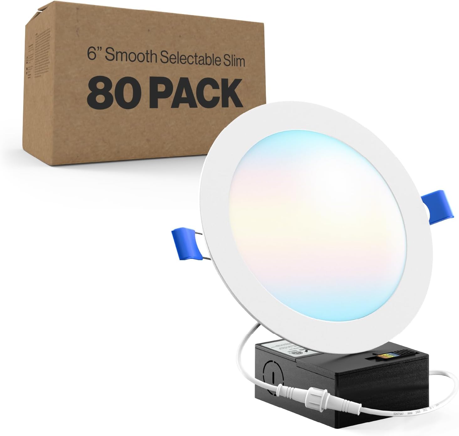 Sunc 8 Pac Inc Ultr Thi LE Recesse Ceilin Lights Sli Canles wit Junctio Box 85 LM 2700K/3000K/4000K/5000K/6000K Dimmable 14W=100W Wafe Thin 5000 Lifetim Hour ETL