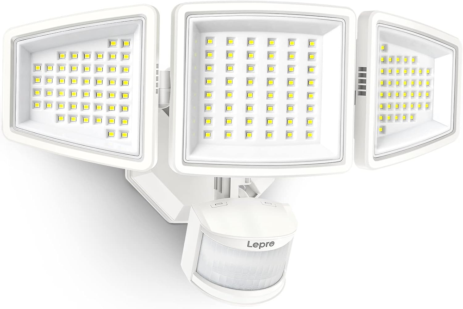 Lepro LED Security Lights, Outdoor Motion Sensor Light, Flood Lights with 3 Adjustable Heads, 270¡ã Wide Lighting Angle, 27W 3200LM Super Bright, IP65 Waterproof for Yard Porch Garage, White