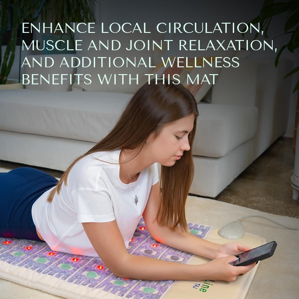 §²§¦§®F Advanced Far Infrared Heating Pad - Professional Biomat for Pain Relief and Healing - Pulsed Electromagnetic Field Therapy - Full Body Mat with Red Lights, Amethyst, Tourmaline and Jade - 72 x 24
