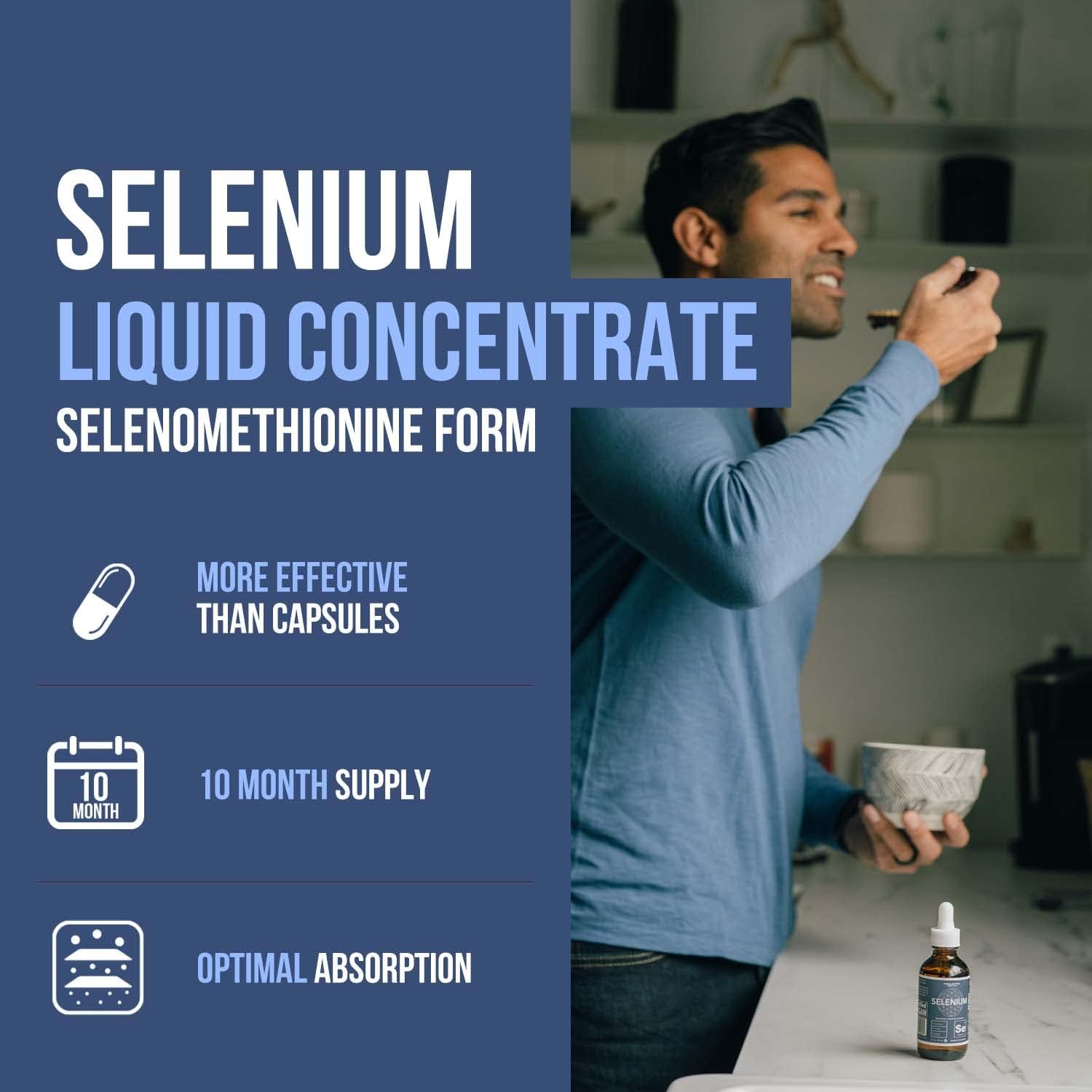 Seleniu 20 mcg Selenomethionin Form 30 Serving Vegan Glas Bottle Yeas Fre Sublingua Liqui Concentrat Antioxidant Support Immunity Thyroi Healt ( oz.)