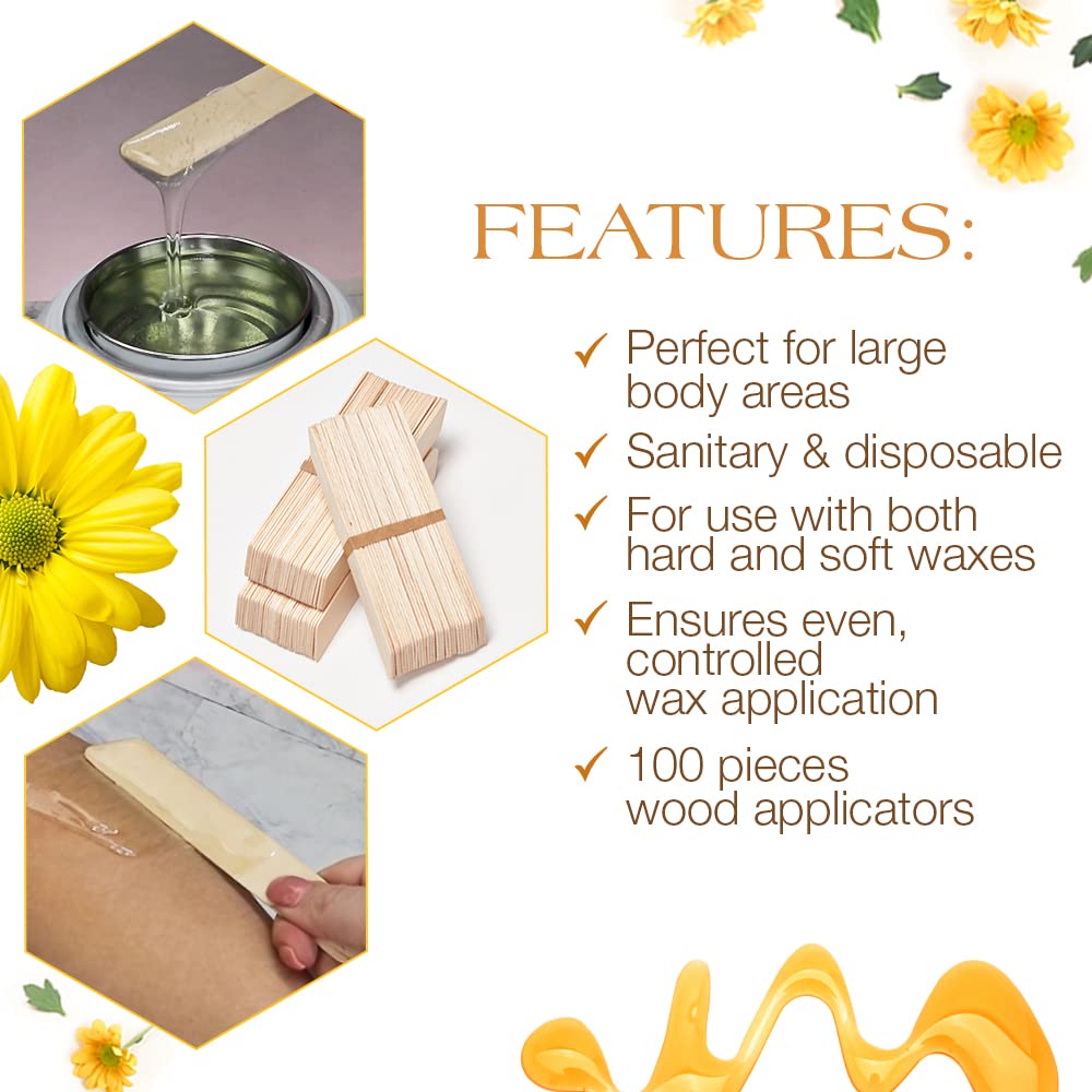 GiGi Wax Sticks for Hair Removal ¨C Petite, Wax Applicator Sticks, Wooden Waxing Stick for Eyebrow, Chin Facial Waxing, 100 ct