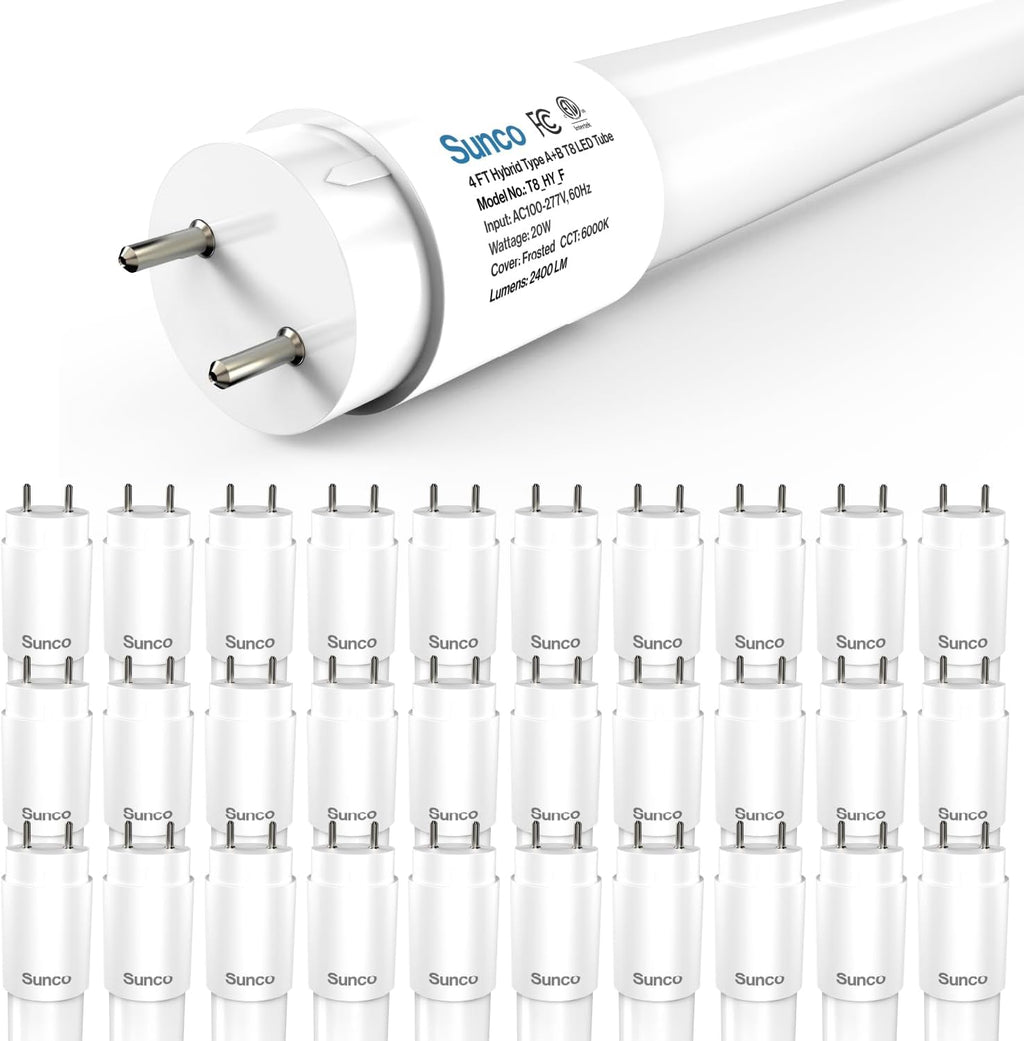 Sunc 3 Pac T LE Bulb Foot 4 Inc Tub Ligh Bulb Fluorescen Replacement Singl o Doubl Ende Hybri Typ A+B 240 LM 20W 6000 Dayligh Deluxe Froste Len ETL