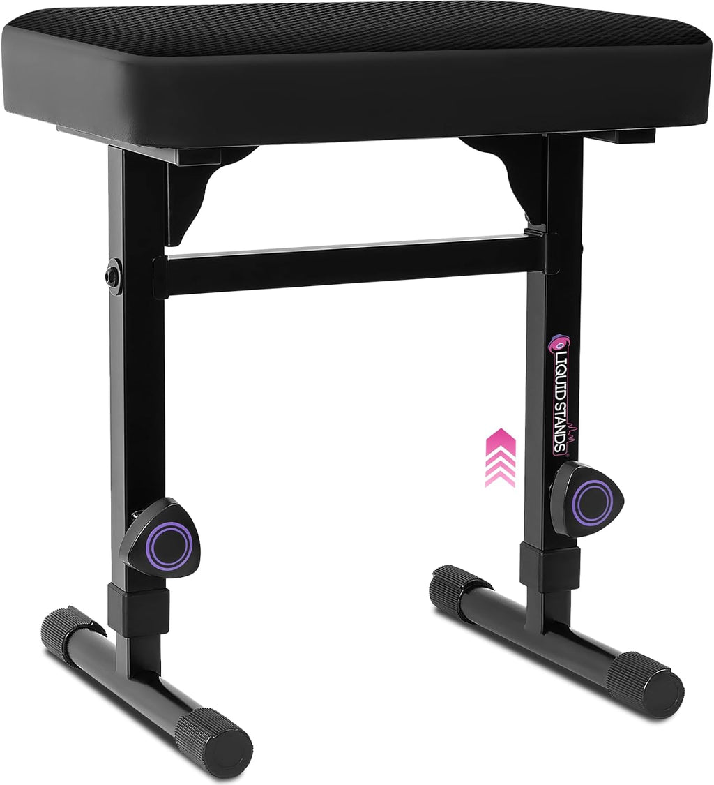 Liquid Stands Piano Bench Adjustable Stool ¨C Music Keyboard Bench Seat for Piano Keyboard Stand with Black Padded Cushion for Musicians Piano Stool Chair (Mesh Fabric)