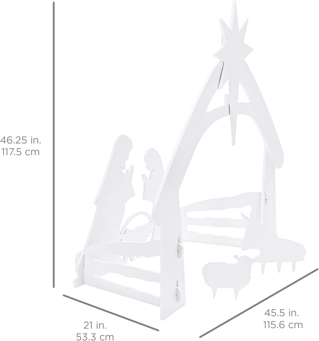 Best Choice Products 4ft Outdoor Nativity Scene, Weather-Resistant Decor, Christmas Holy Family Yard Decoration, Water-Resistant PVC - White