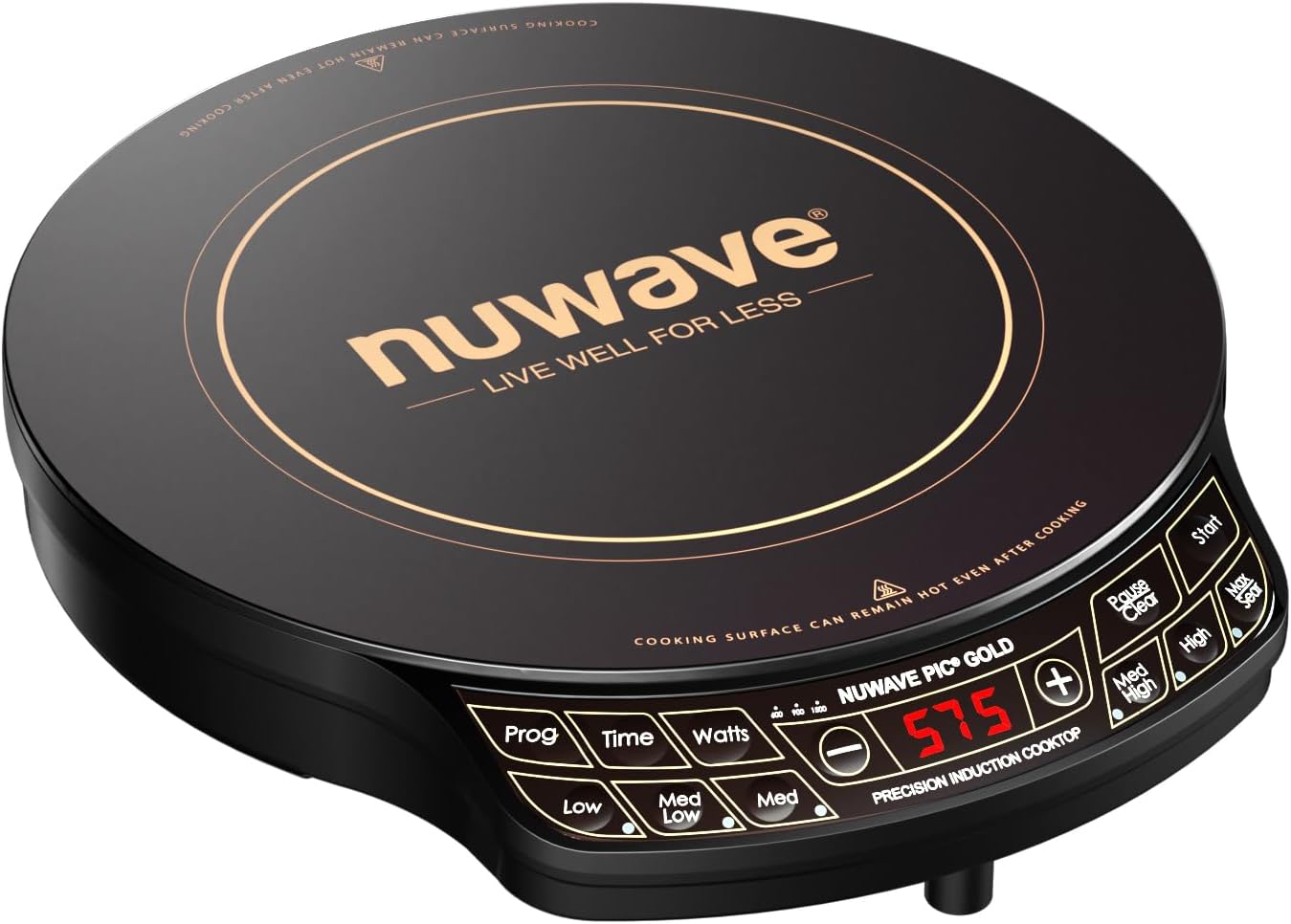 Nuwav Precisio Inductio Cookto Gold 12 Shatter-Proo Cerami Glas Surface Larg 8 Heatin Coil Portable 51Tem Setting 100¡ã t 575¡ãF Wattag Setting 600 900 an 150 Watts