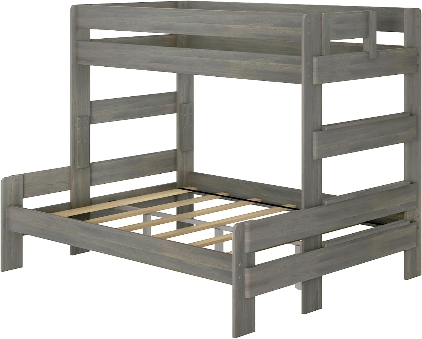 Max & Lily Bunk Bed, Twin XL-Over-Queen Bed Frame For Kids, Solid Wood for No Box Spring Needed, Driftwood