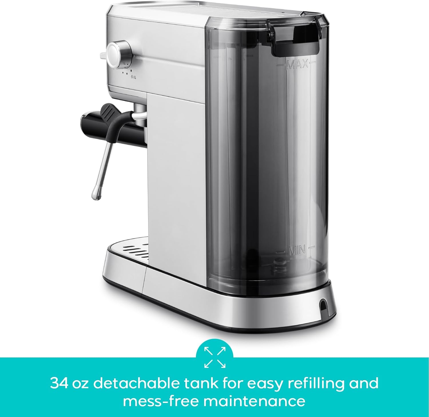 CM5418 Espresso Machine 20 Bar, Compact Espresso Maker with Steam Milk Frother, Stainless Steel Coffee Machine with 34oz Removable Water Tank for Cappuccino, Gift for Women or Men, Silver