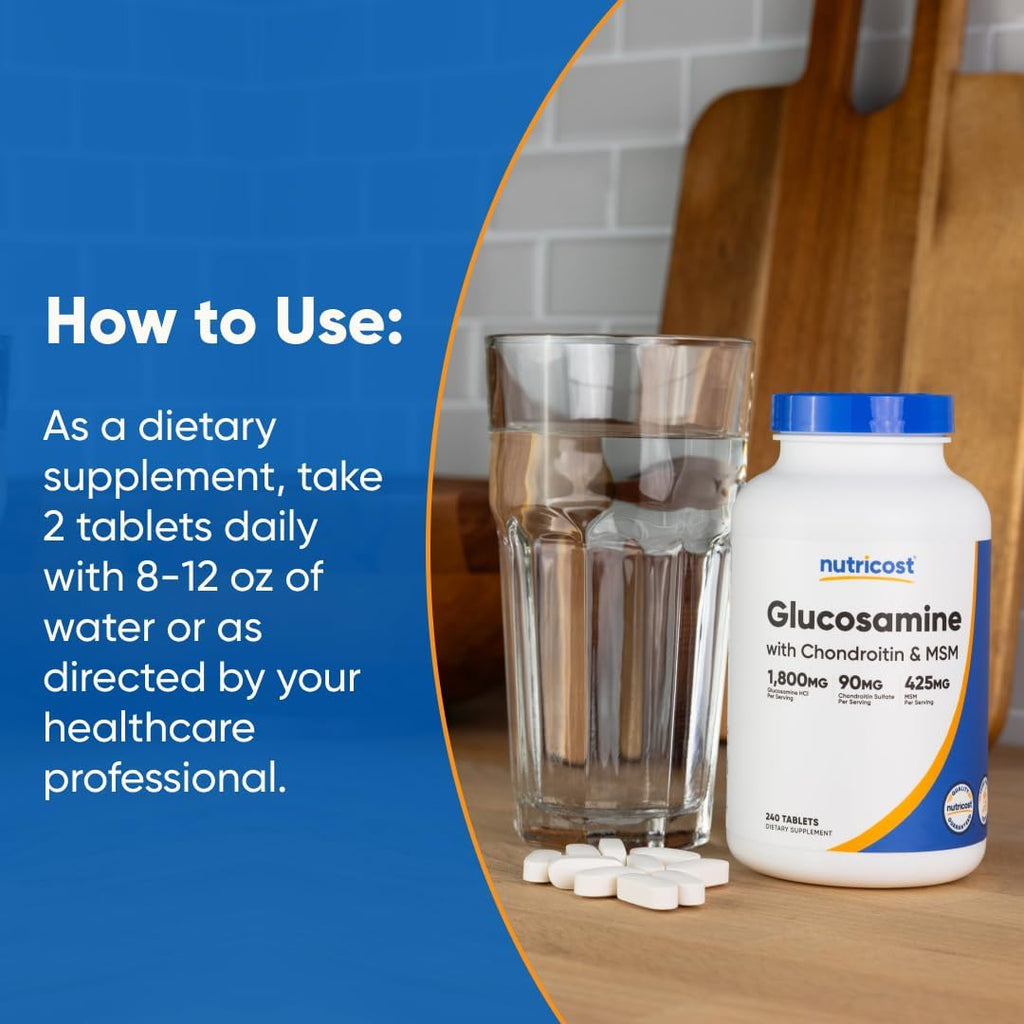Nutricos Glucosamin 1800m wit Chondroiti MSM 24 Tablets 12 Serving Non-GMO Glute Free