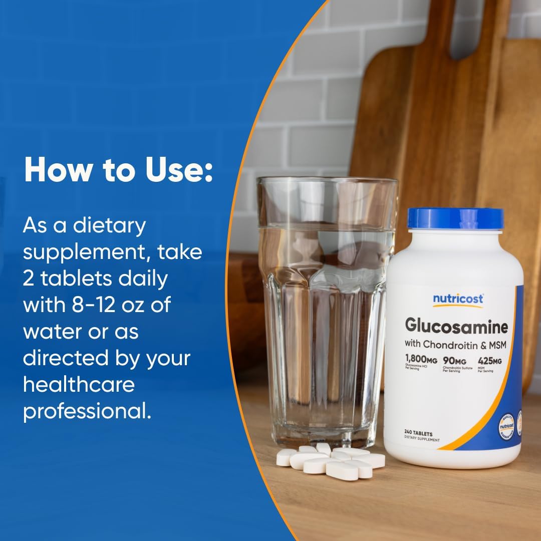 Nutricos Glucosamin 1800m wit Chondroiti MSM 24 Tablets 12 Serving Non-GMO Glute Free