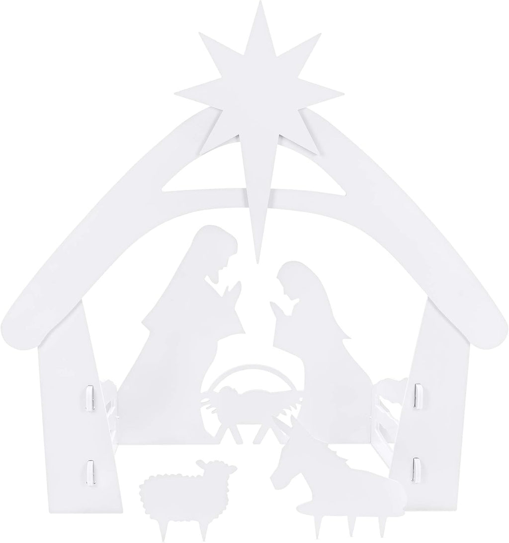 Best Choice Products 4ft Outdoor Nativity Scene, Weather-Resistant Decor, Christmas Holy Family Yard Decoration, Water-Resistant PVC - White