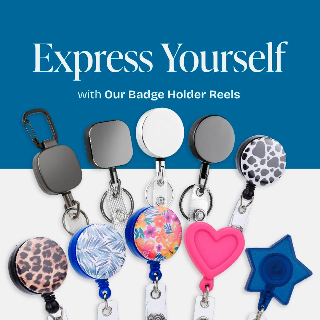 Will Well ID Badge Holder Reel with Clip and Keyring - Heavy-Duty All-Metal Casing with 24.4inch UHMWPE Fiber Pull Cord for Easy Access, Holds up to 8 Keys - 2-Pack, Small Round, Glossy Black