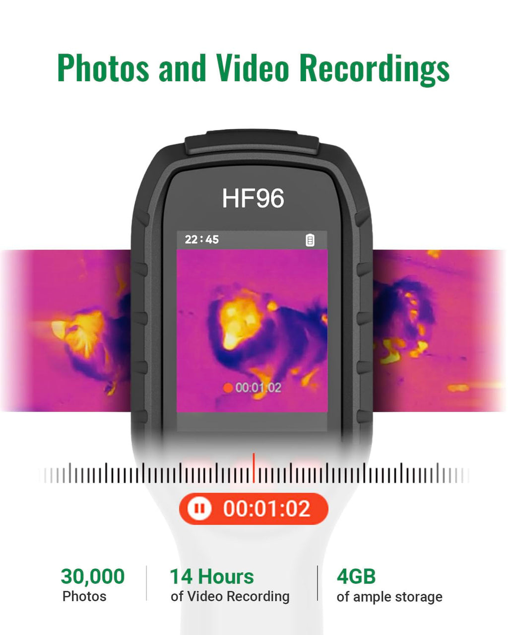 HF96 Thermal Camera with Laser Pointer, Intelligent Scene Detection, Super Resolution 240 x 240, Thermal Imaging Camera96 x 96 IR Resolution, 25 HZ Infrared Camera, -4¡ãF~1022¡ãF,11h Runtime