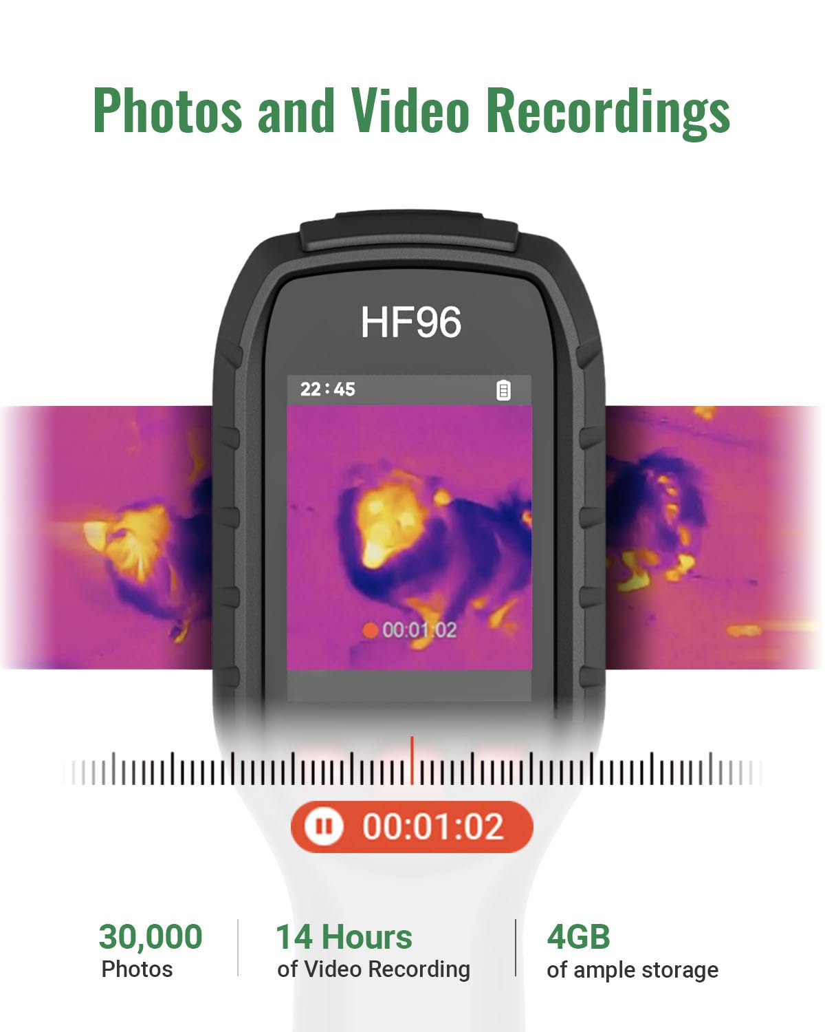 HF96 Thermal Camera with Laser Pointer, Intelligent Scene Detection, Super Resolution 240 x 240, Thermal Imaging Camera96 x 96 IR Resolution, 25 HZ Infrared Camera, -4¡ãF~1022¡ãF,11h Runtime