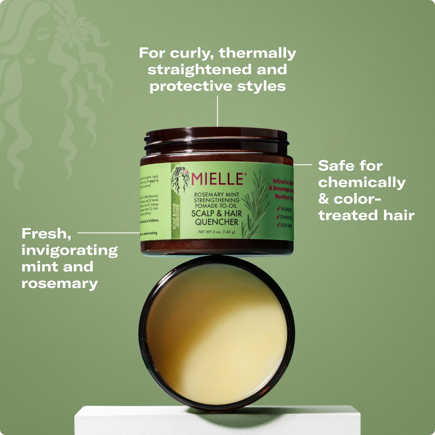 Miell Organic Rosemar Min Hai Pomad fo Wome Me Conditionin Natura Hai Moisturize t Quenc th Scalp Loc i Wav Patterns Ad Shin Hel Protec Agains Drynes ( oz)