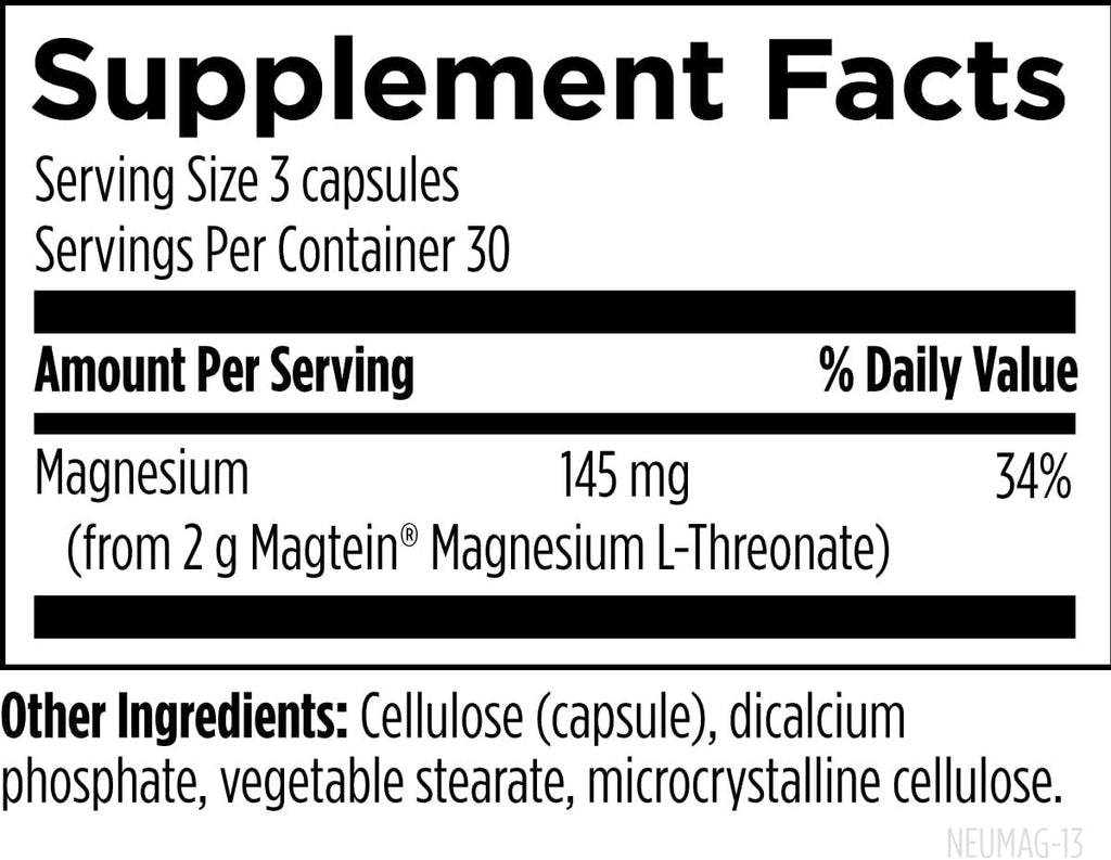 Design fo Healt NeuroMa Bioavailabl Magnesiu L-Threonat Chelate Magnesiu Supplemen fro Magtei fo Brai Healt Cognitiv Function Suppor Focu Sleep (9 Vega Capsules)