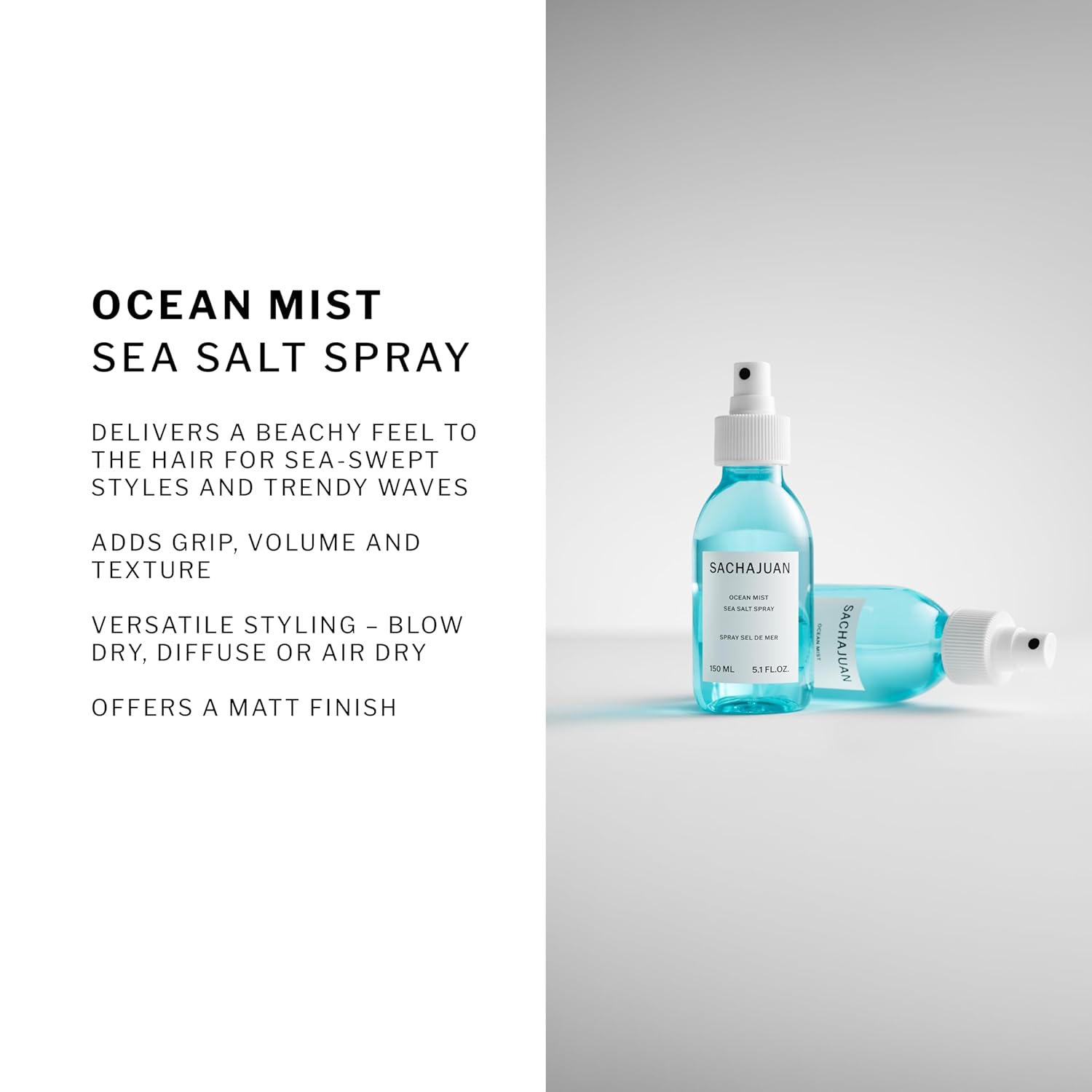 SACHAJUAN Ocean Mist Sea Salt Spray, Wave, Texture, Grip & Volume for Texturizing Beach Waves, Matte Finish
