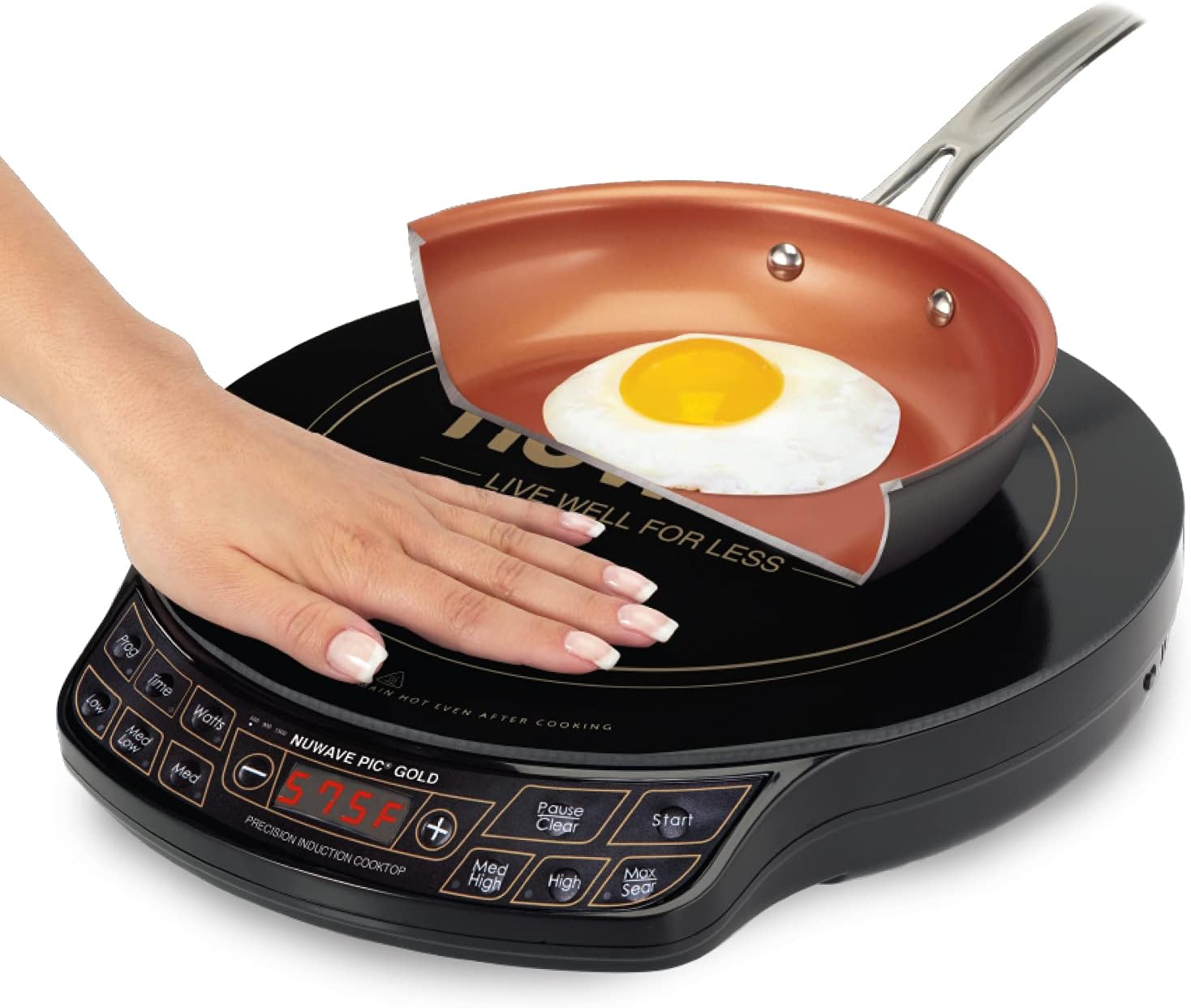 Gold Precision Induction Cooktop, Portable, Powerful with Large 8¡± Heating Coil,100¡ãF to 575¡ãF, 3 Wattage Settings, 12¡± Heat-Resistant Cooking Surface