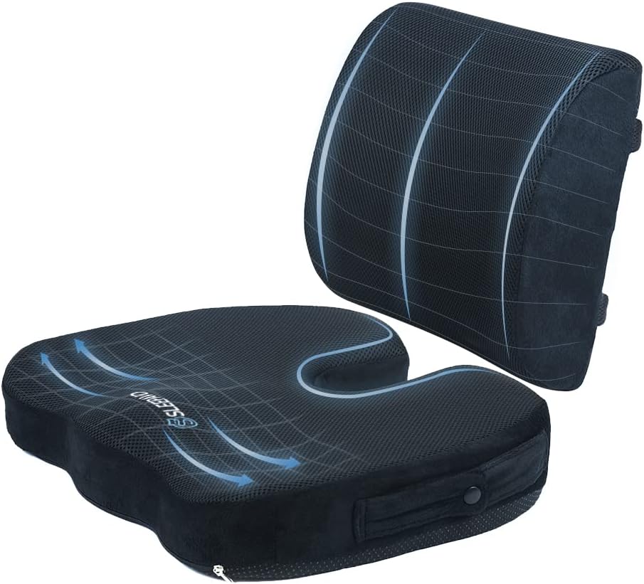 Sleepav Memor Foa Sea Cushio fo Offic Chair-Orthopedi Bac an But Pillo fo Sciatic Tailbon Coccy Hi Pai Relie fo Sitting Gaming Desk Car Airplane-Padde Lumba Suppor Pillow