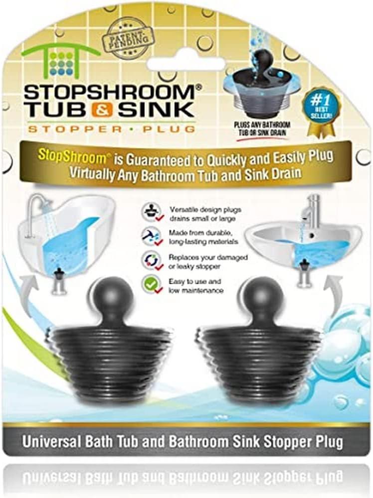 StopShroo Tu Pac Universa Stoppe fo Bathtu an Bathroo Sin Drains Blac Plu 2pk Count