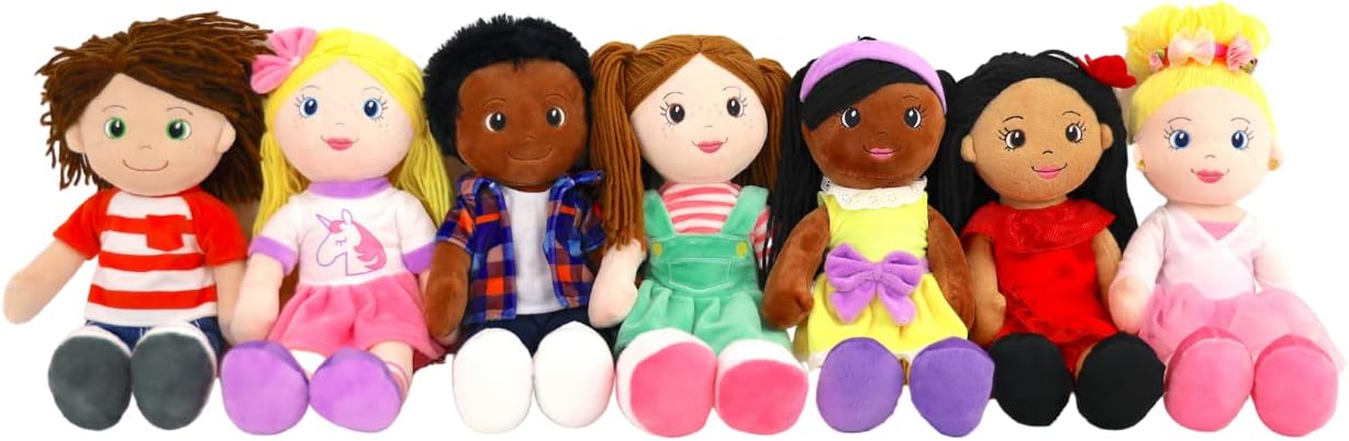 Playtime by Eimmie 14inch Soft Baby Doll for Girls (Lillie) - Plush Rag Doll for Toddlers Infants, Washable Stuffed Toy with Sensory Fabric Body - Great for Baby Showers, Birthdays Special Occasions