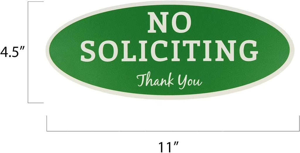 ExcelMar N Solicitin Sig fo Hous o Busines Durabl Indoor/Outdoo Sig Easil Attac t Fron Doo U an Weathe Resistan (Extr Larg 4.5inch 11inch Gree wit Whit Letters)