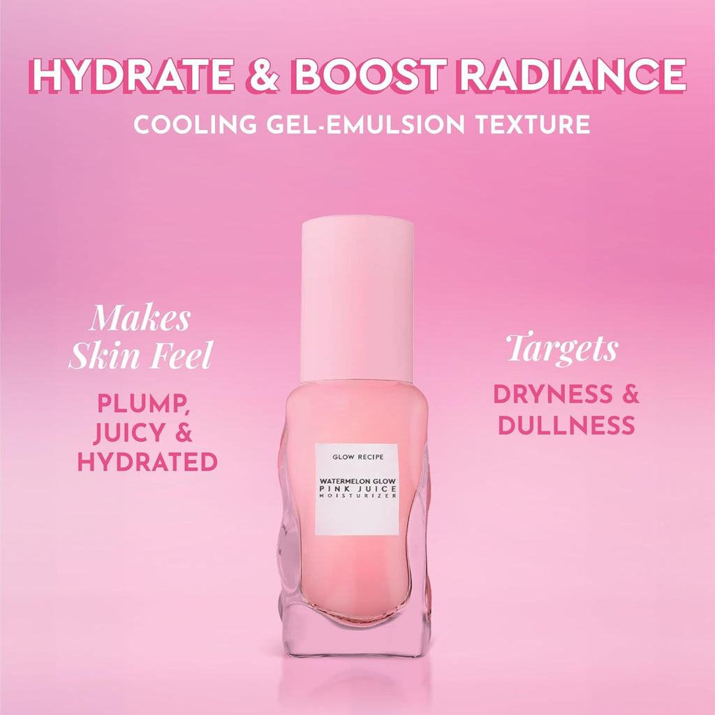 Glow Recipe Pink Juice Water Gel Face Moisturizer for Women, Men & Teens, Travel Size - Hydrating Hyaluronic Acid, Radiance Boosting, Oil-Free, Long-Lasting Korean Skin Care for Oily Skin (25ml)