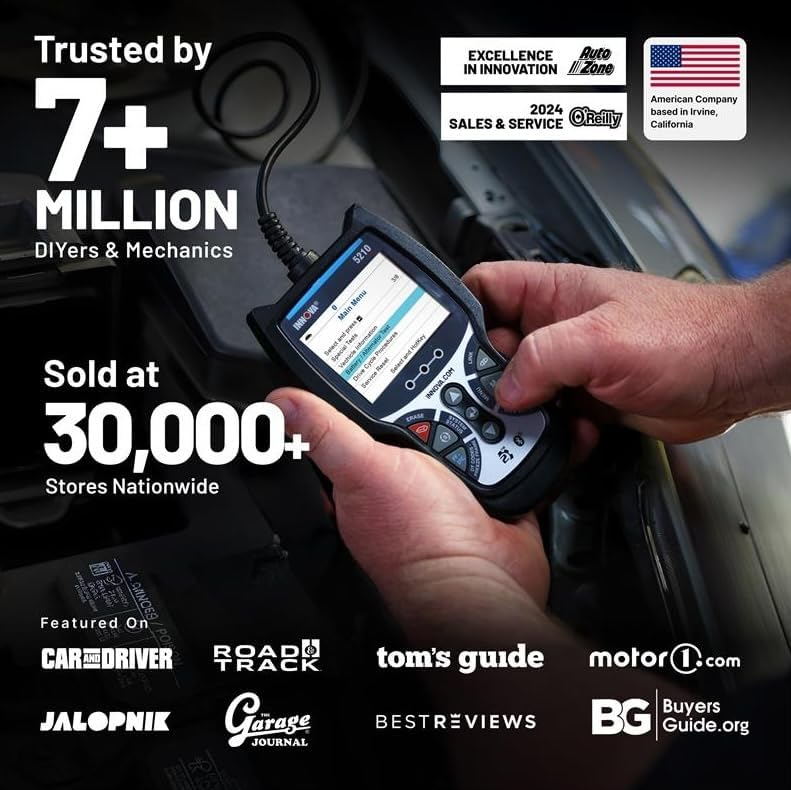 Innov 521 OBD Scanne Engin Cod Reader Batter Tester Liv Data Oi Reset Ca Diagnosti Too fo Mos Vehicles Bluetoot Compatibl wit America' To Ca Repai App