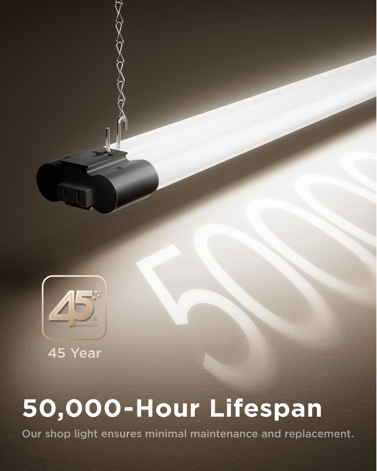 Sunc LE Sho Light fo Worksho 4FT Linkabl Garag Lighting 450 LM 40 (150 Equivalent) 5000 Daylight Surfac Suspensio Mount 4 Inc Integrate Fixture Black