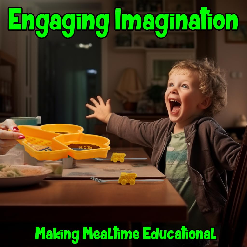 Kid Divide Plat wit Utensil Children' Mea Se wit Plate For an Spoo Dum Truck