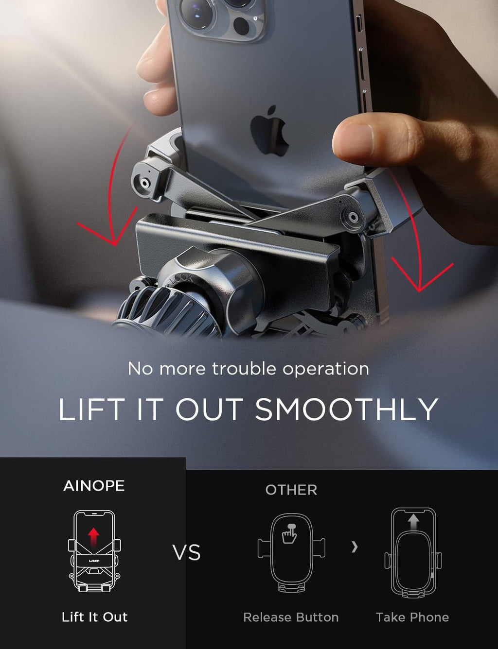 Car Phone Holder Mount Vent 2025 Gravity Air Vent Phone Holders for Your Car for iPhone 16 Pro Max with Vent Clip Hand Free Cell Phone Car Mount Holder for iPhone 15 Plus Samsung Red