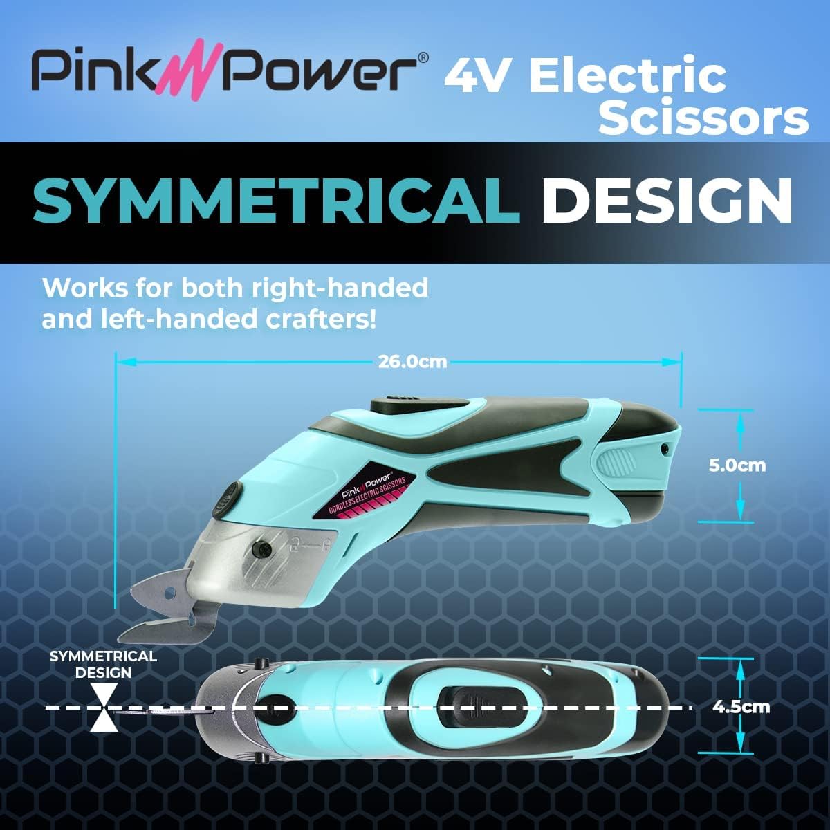 Pink Power Electric Fabric Scissors Box Cutter for Crafts, Sewing, Cardboard, Carpet, Scrapbooking - Heavy Duty Professional Shears Cutting Tool - Aqua Splash Automatic Cordless Electric Scissors