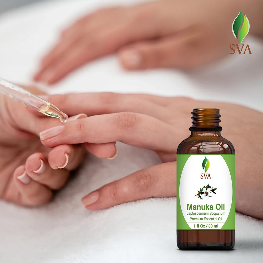 SVA Manuka Essential Oil ¨C 1 Fl Oz ¨C 100% Natural Manuka Oil - for Diffuser, Hair Care, Face, Skin Care, Aromatherapy, Scalp and Body Massage, Soap and Candle Making ¨C with Dropper