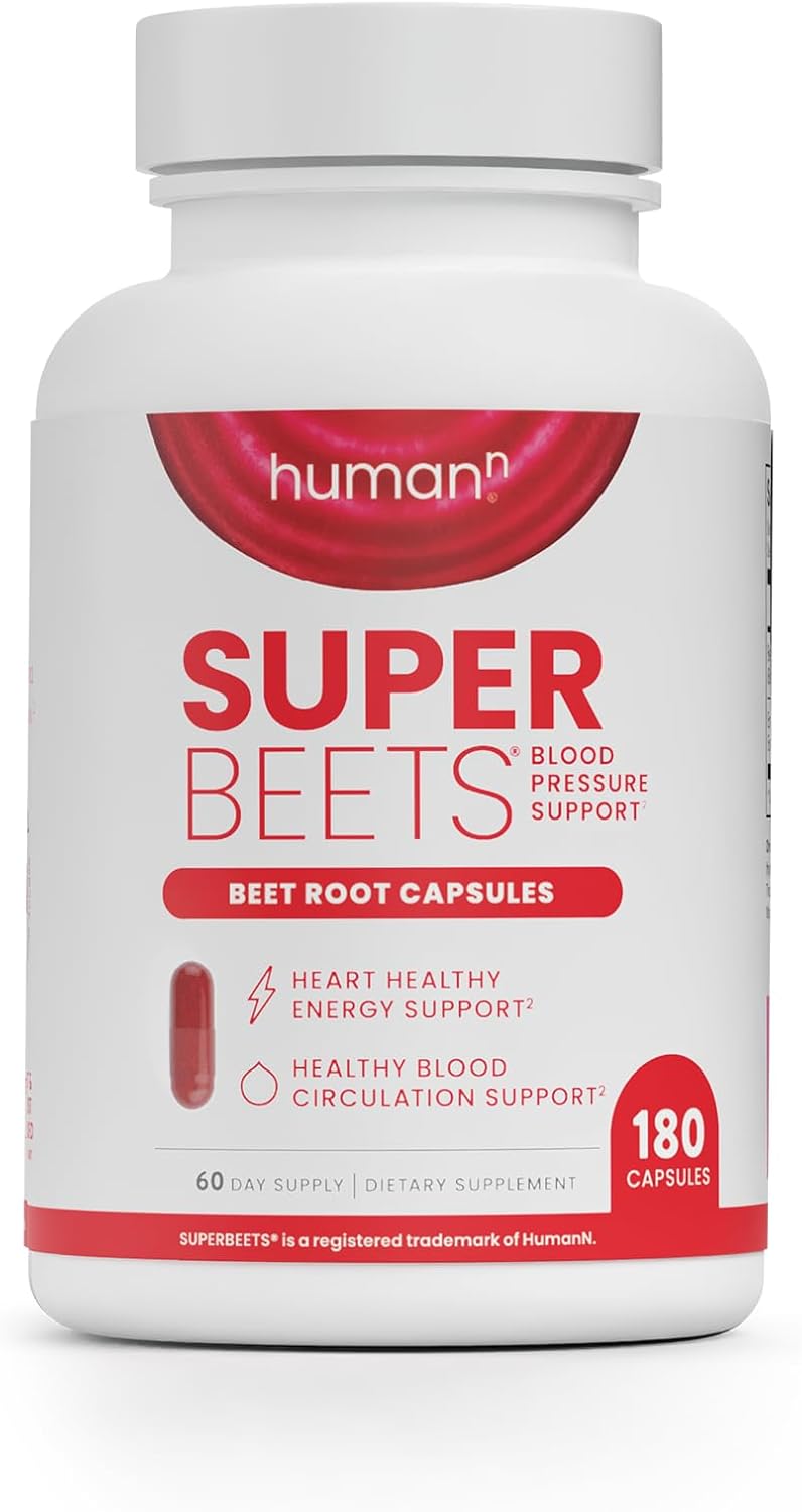 Human SuperBeet Bee Roo Capsule Quic Releas 1000mg Help Suppor Nitri Oxid Production Bloo Pressure Hear Health Contain Non-GM Beetroo Powder Studie Antioxidant 18 Count