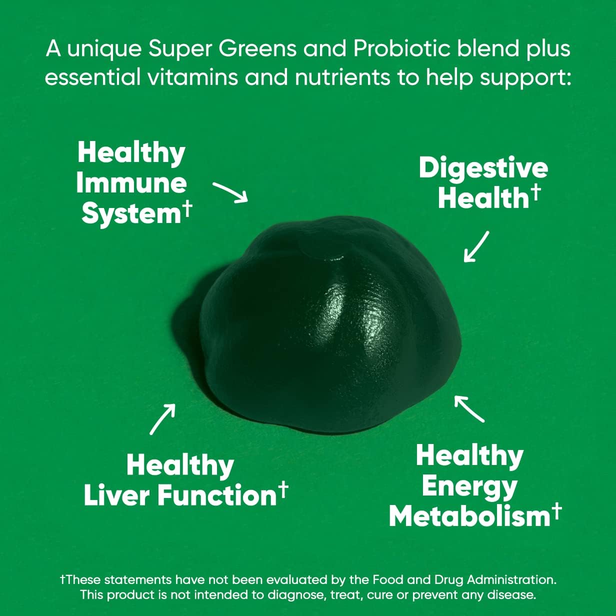 Goli Supergreens Gummies with Probiotics - Artichoke Leaf Extract, Spirulina, Kale, Vitamins A, B6, B12 - Vegan, Gluten-Free, Non-GMO - 300 Count (5 Pack)