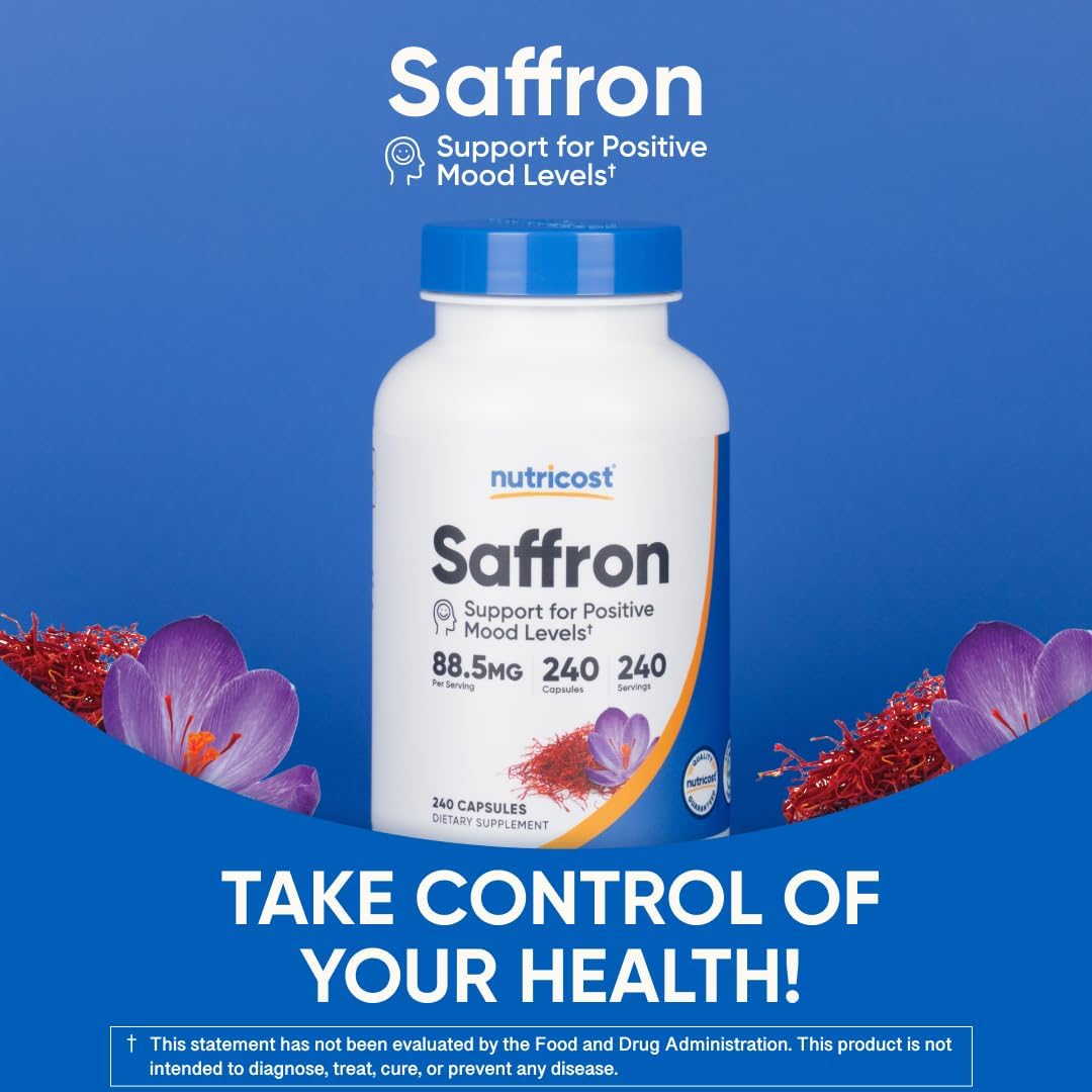Nutricost Saffron Extract 88.5mg, 240 Capsules - Veggie Caps, Non-GMO, Gluten Free