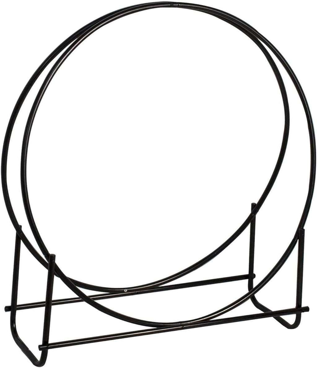 Panacea Adjustable Heavy Duty 40 Inch Thick Tubular Steel Hoop Style Log Rack with Powder Coated Finish for Wood Stacking, Black