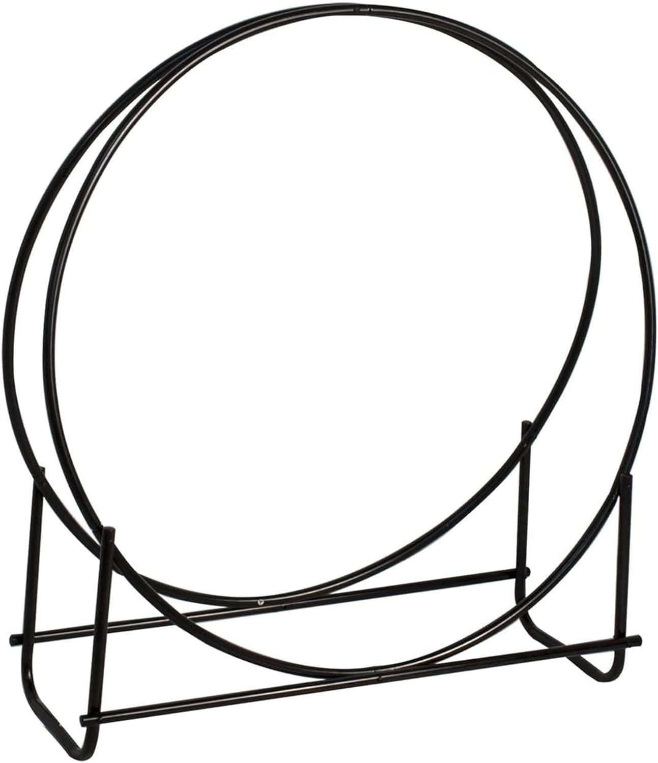 Panacea Adjustable Heavy Duty 40 Inch Thick Tubular Steel Hoop Style Log Rack with Powder Coated Finish for Wood Stacking, Black