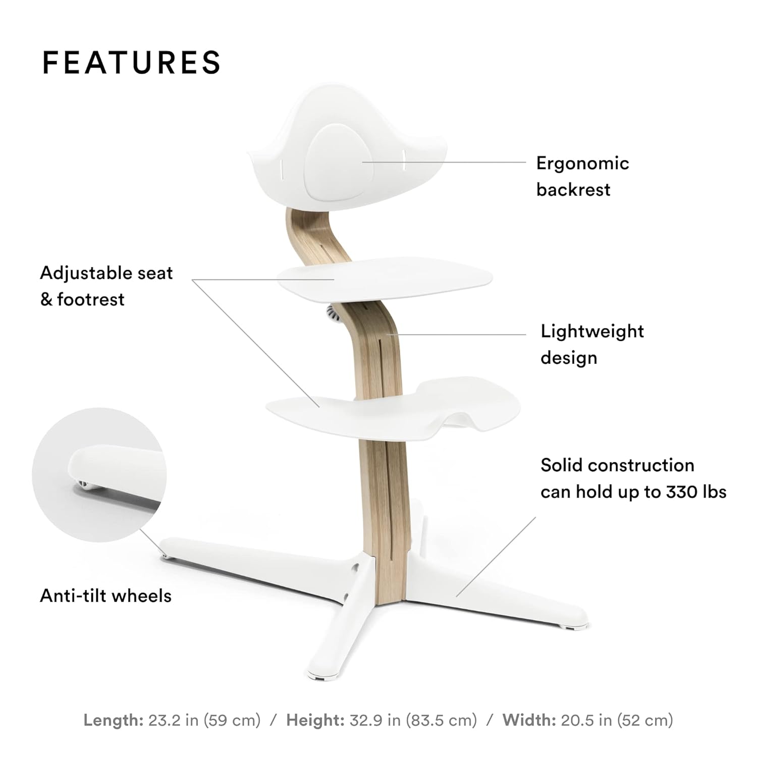 Nom Chai b Stokke Whit Inspire Activ Sittin Tool-Free Seamles Adjustabilit Include Stabl Footres Anti-Til Wheel Hold U t 33 lbs