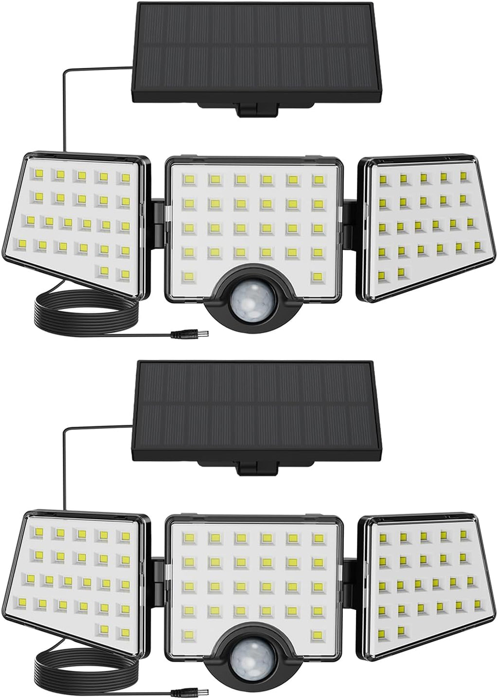 Solar Lights for Outside, WL5000 Motion Activated Security Lights, Separate Solar Panel, 3 Adjustable Head 270¡ã Wide Lighting Angle, IP65 Waterproof Wall Lamp for Porch Yard Garage, 2 Packs
