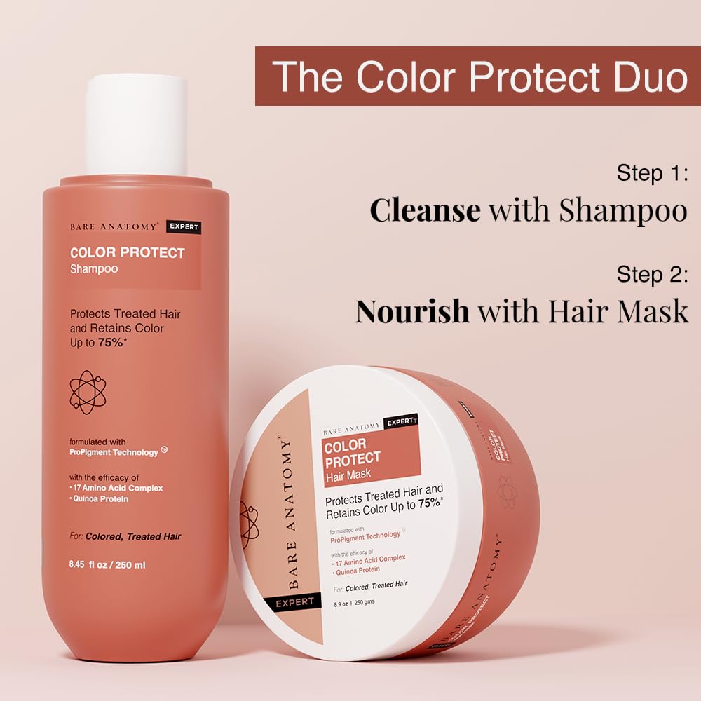 Bare Anatomy Hair Colour Protect Shampoo | Retains Colour Upto 8 Weeks | Repairs Damage With Amino Acid & Quinoa Protein | Sulphate & Paraben Free | For Dry & Frizzy Coloured Hair 8.8 Floz