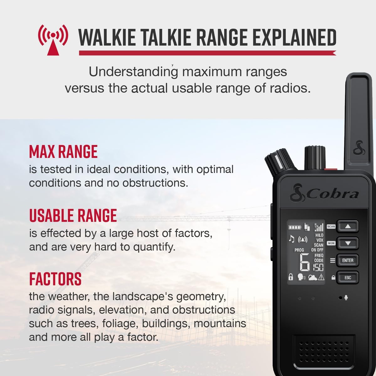 Cobra Performa 450 Business Radios (6-Pack with Dock) - 6-Channel UHF/LMR Professional Two Way Radios, Waterproof Walkie Talkies, Shockproof, IP67 & MIL-SPEC Rated, 18hr Battery, LCD Screen