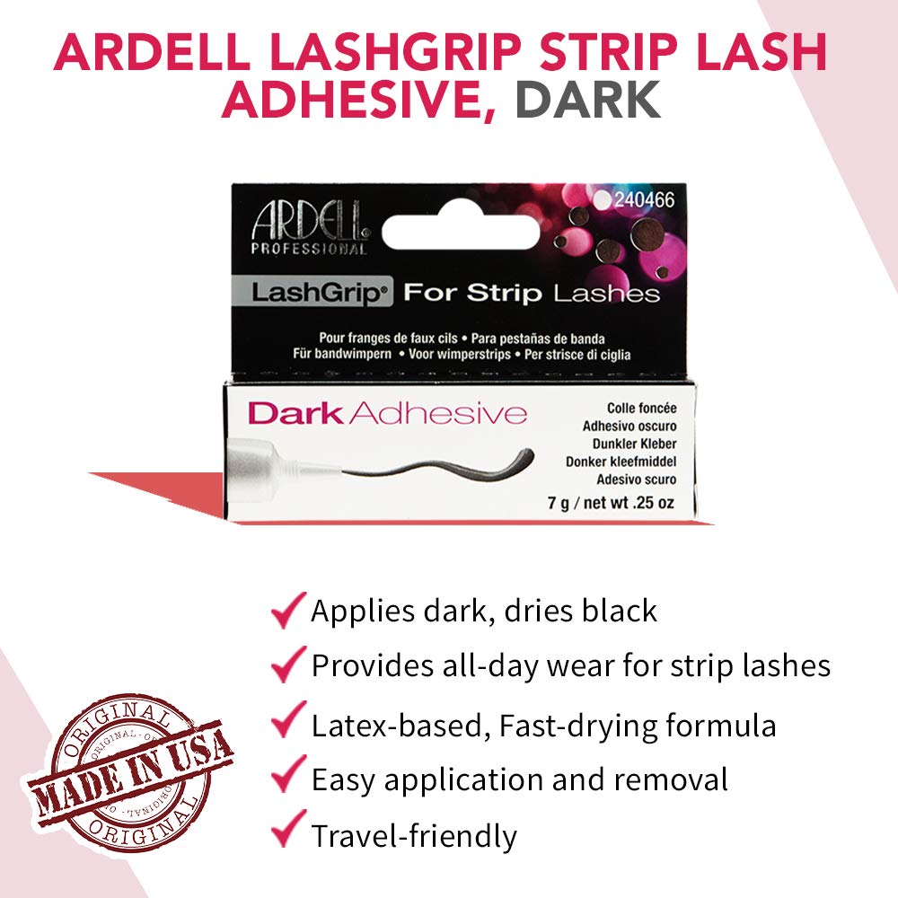 Ardell LashGrip Eyelash Adhesive for Strip Lashes ¨C Clear Eye Lash Glue Long-Lasting, 0.25 oz, 2-Pack